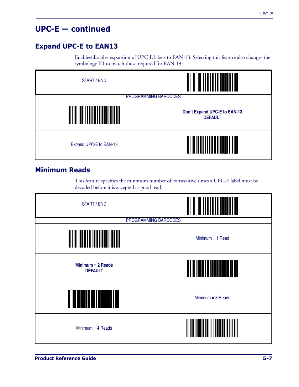 Upc-e — continued, Expand upc-e to ean13, Minimum reads | Datalogic Scanning MAGELLAN 1000I User Manual | Page 81 / 160