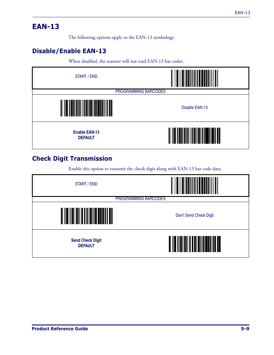 Ean-13, Disable/enable ean-13, Check digit transmission | Datalogic Scanning MAGELLAN 1000I User Manual | Page 83 / 160