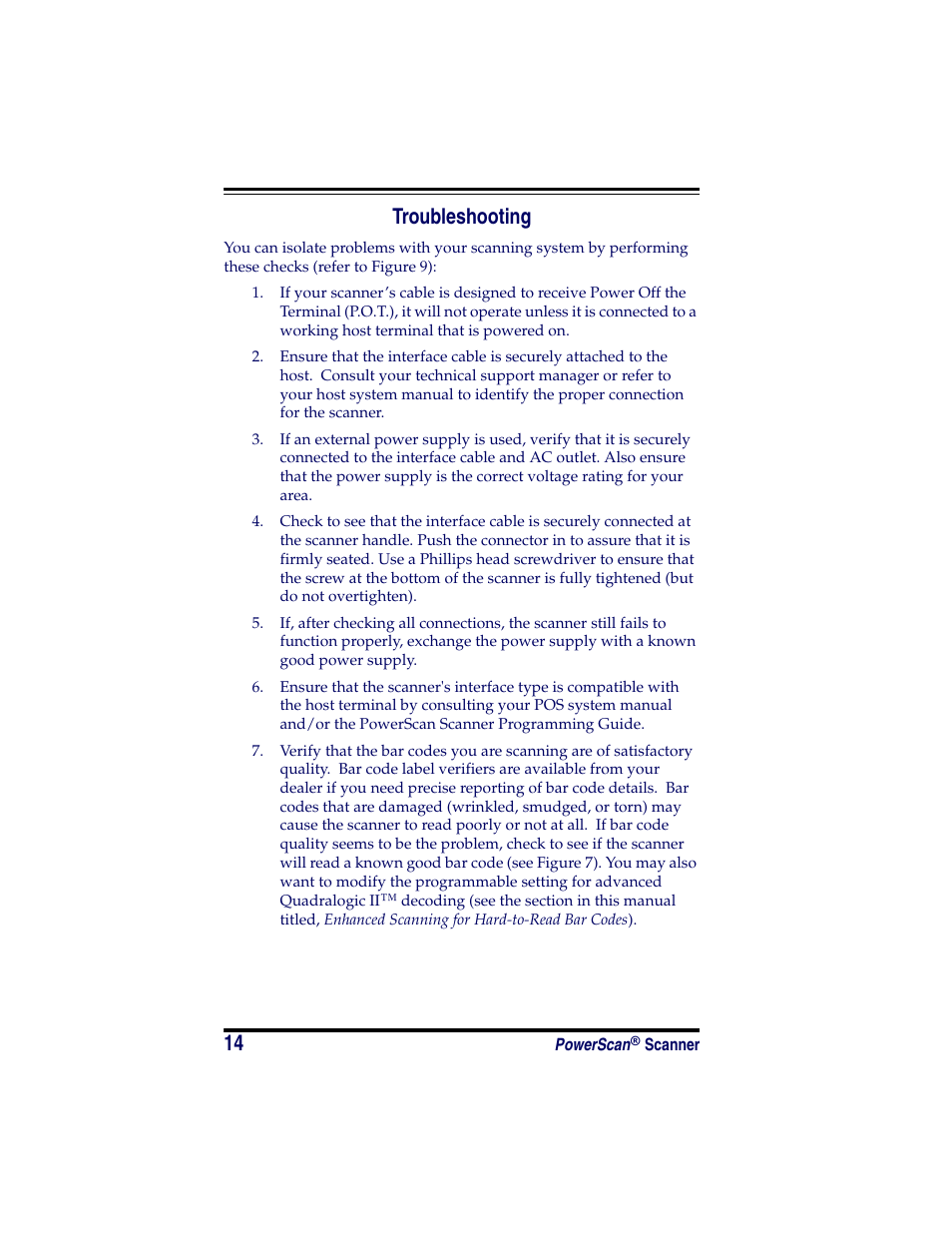 Troubleshooting | Datalogic Scanning POWERSCAN SR User Manual | Page 20 / 24