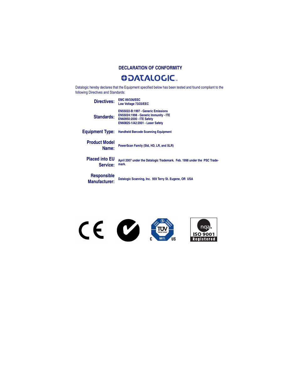 Datalogic Scanning POWERSCAN SR User Manual | Page 23 / 24