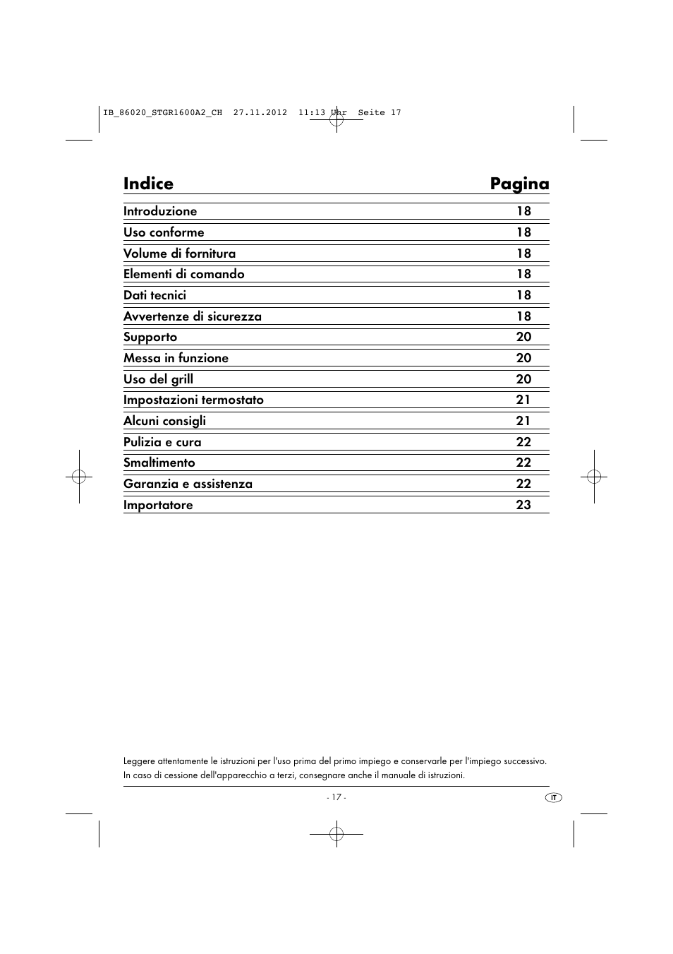 Indice pagina | Silvercrest STGR 1600 A2 User Manual | Page 20 / 34