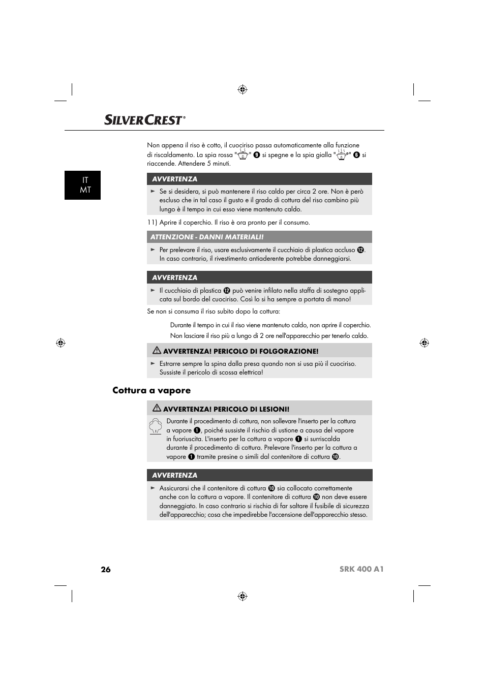 Cottura a vapore, It mt | Silvercrest SRK 400 A1 User Manual | Page 29 / 84