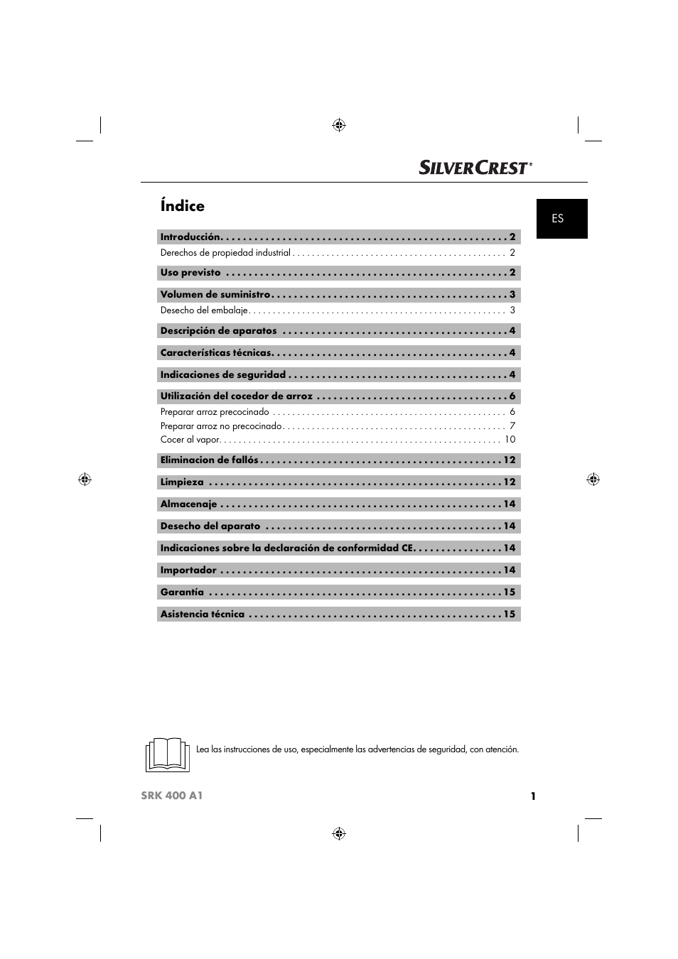 Índice | Silvercrest SRK 400 A1 User Manual | Page 4 / 84