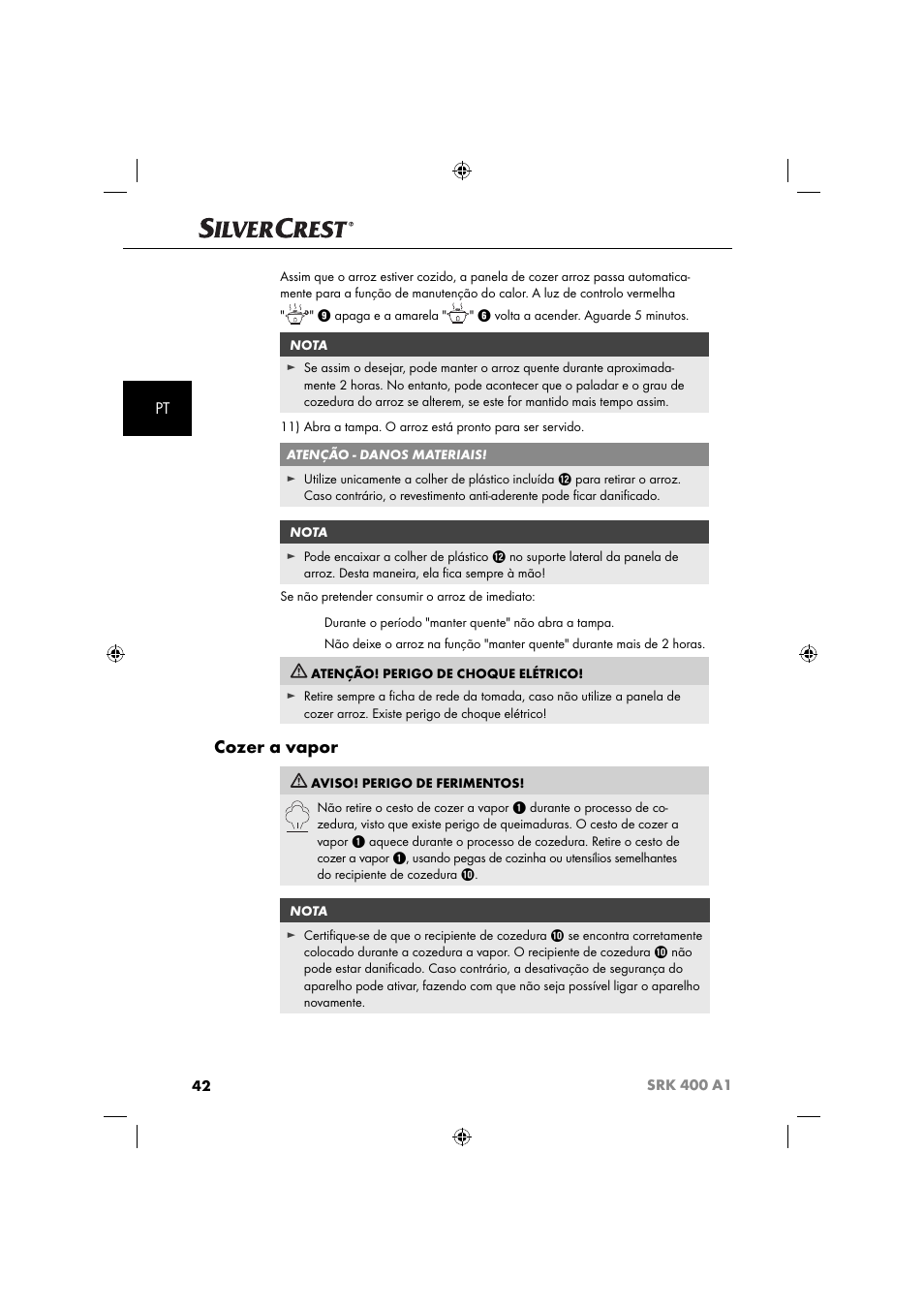 Cozer a vapor | Silvercrest SRK 400 A1 User Manual | Page 45 / 84