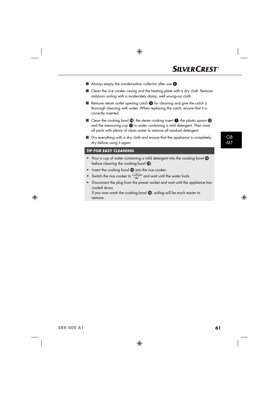 Gb mt | Silvercrest SRK 400 A1 User Manual | Page 64 / 84