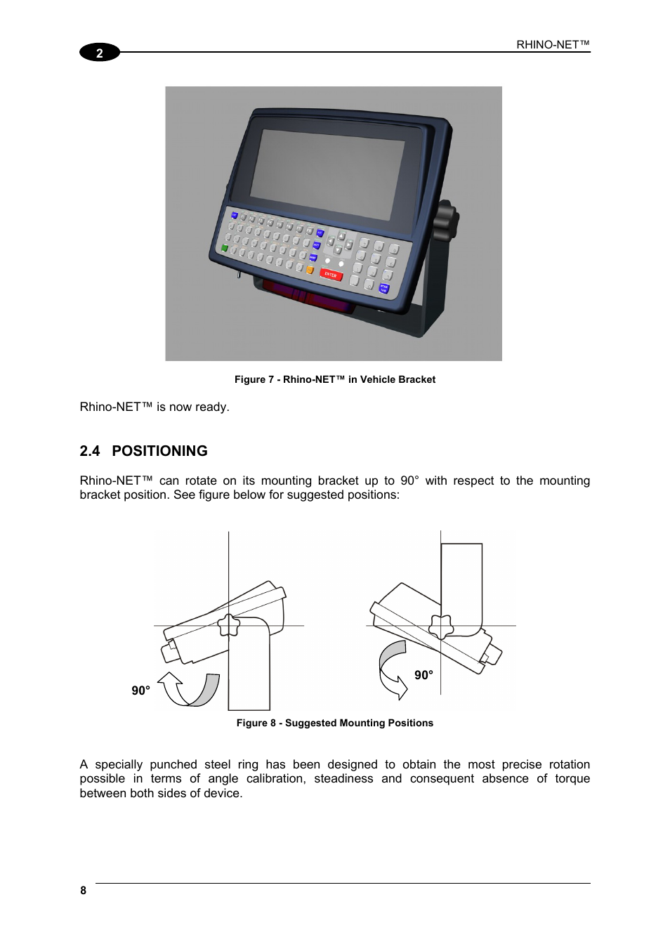 Positioning, R. 2.4), D figure 7 | Inal bracket. see par. 2.4, 4 positioning | Datalogic Scanning Rhino-NET 40012 User Manual | Page 22 / 53