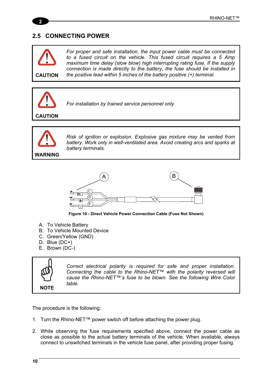 Connecting power, And rhino-net™ (see par. 2.5), 5 connecting power | Datalogic Scanning Rhino-NET 40012 User Manual | Page 24 / 53