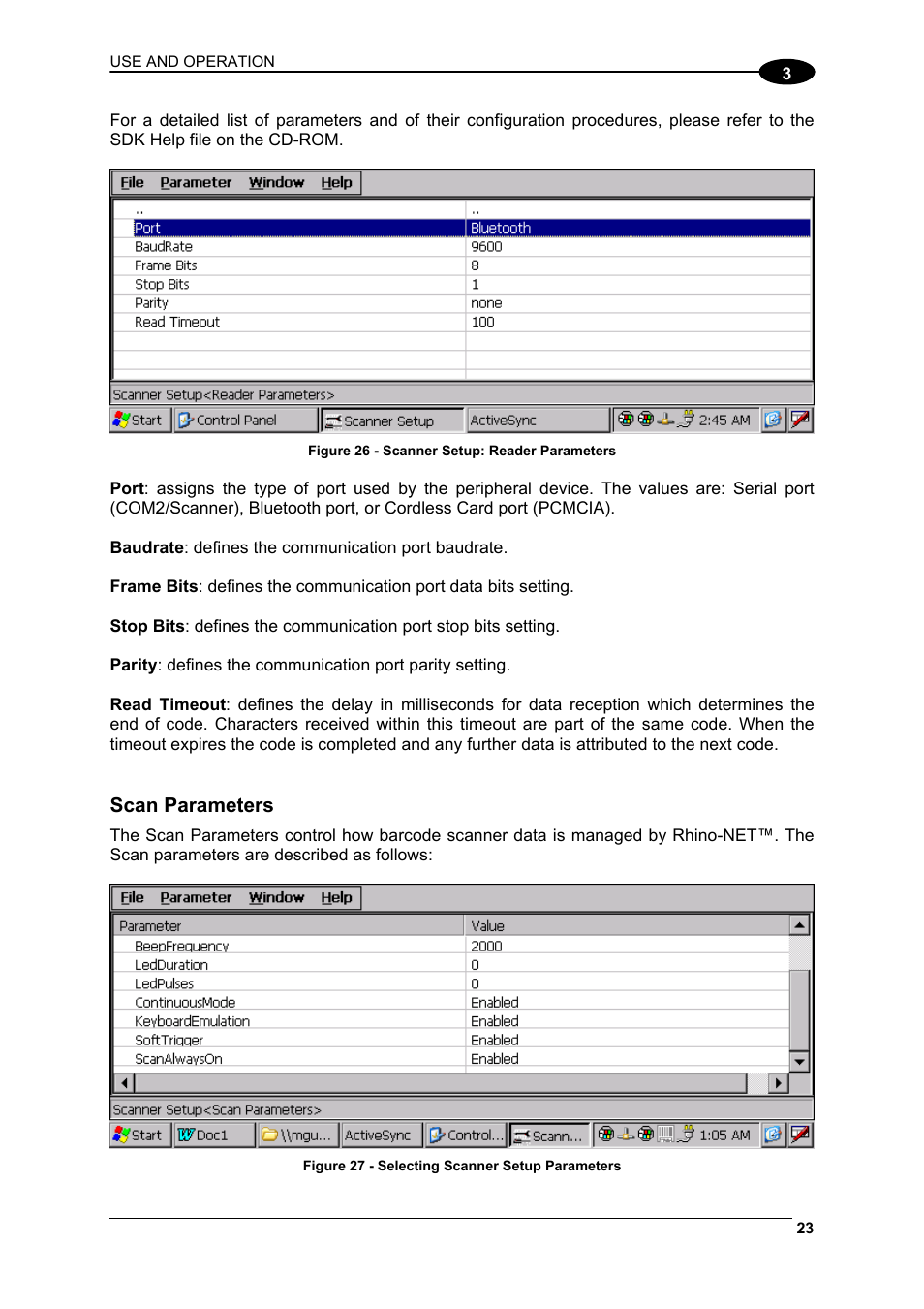 Scan parameters | Datalogic Scanning Rhino-NET 40012 User Manual | Page 37 / 53