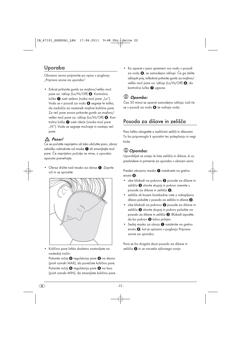 Uporaba, Posoda za dišave in zelišča, Pozor | Opomba | Silvercrest SGS 80 A1 User Manual | Page 24 / 44