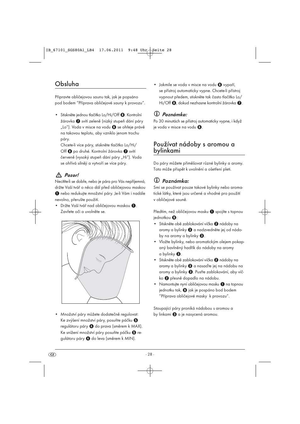 Obsluha, Používat nádoby s aromou a bylinkami, Pozor | Poznámka | Silvercrest SGS 80 A1 User Manual | Page 30 / 44