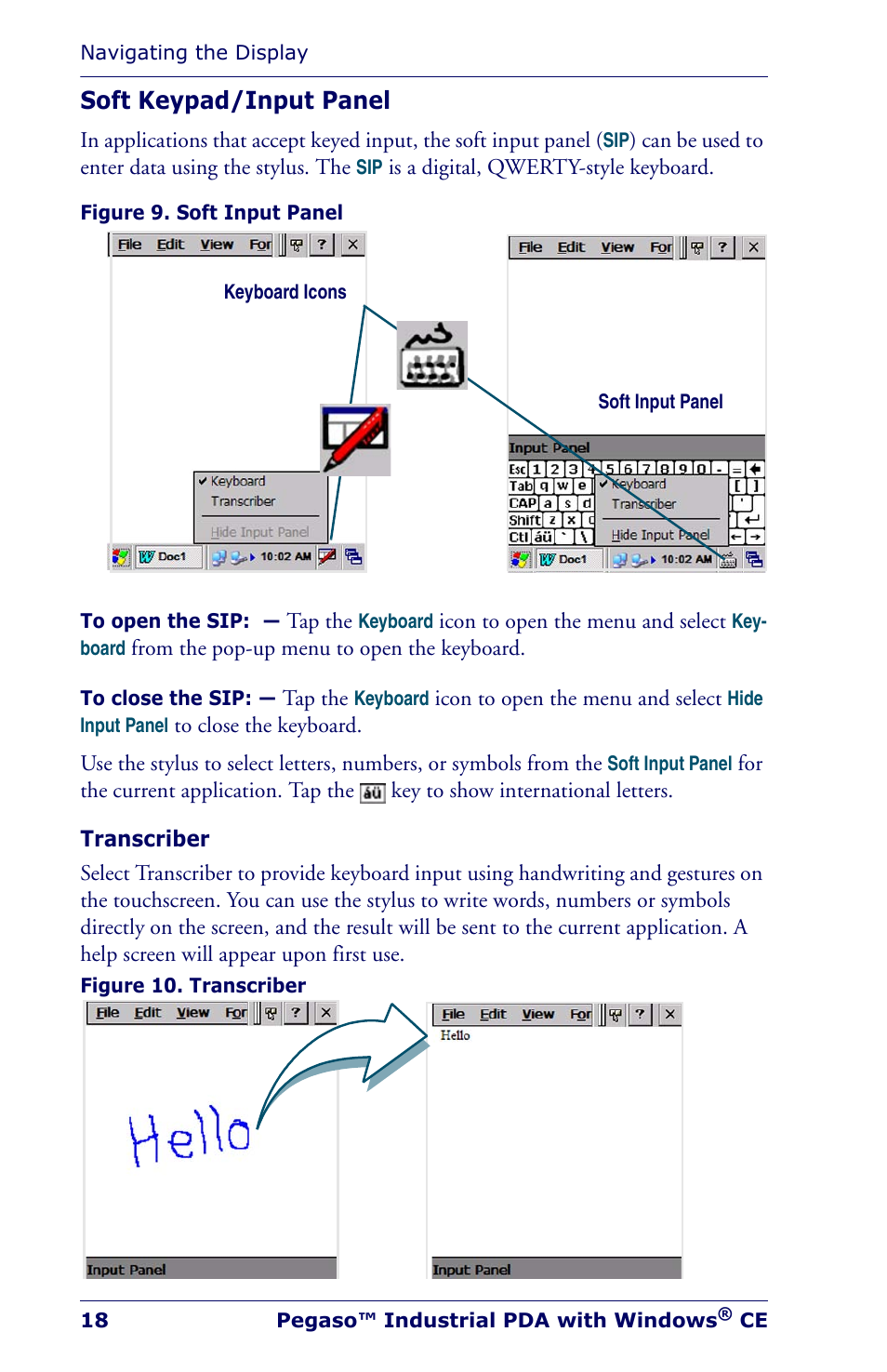 Soft keypad/input panel | Datalogic Scanning Industrial PDA User Manual | Page 20 / 68