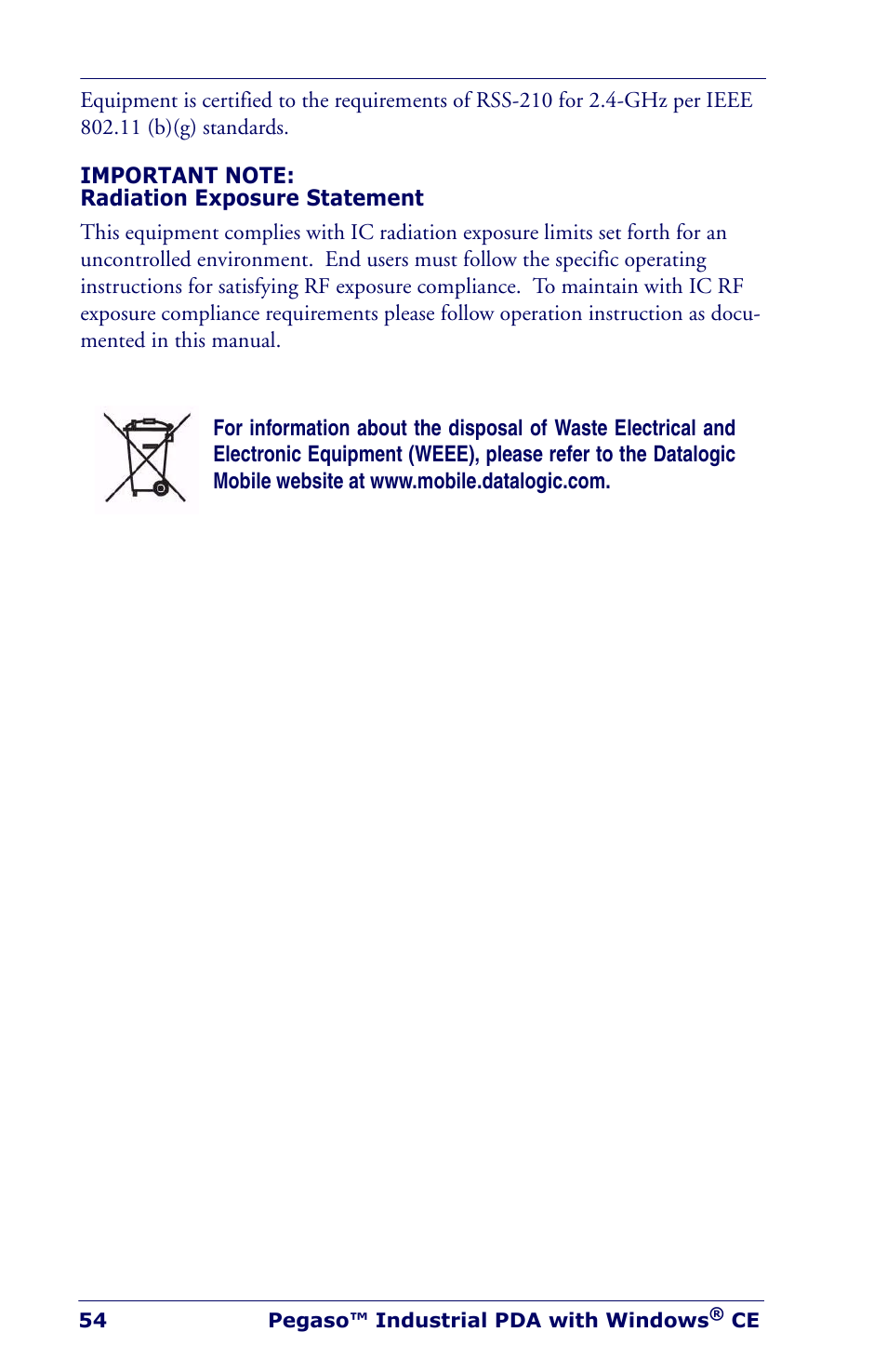 Datalogic Scanning Industrial PDA User Manual | Page 56 / 68