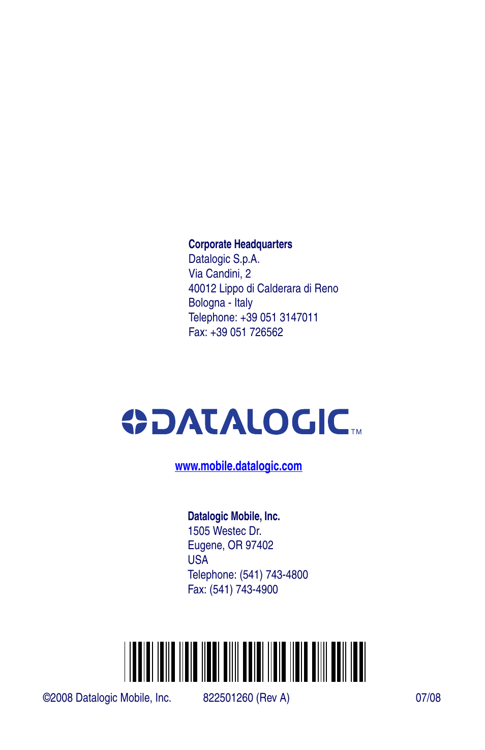 Datalogic Scanning Industrial PDA User Manual | Page 68 / 68