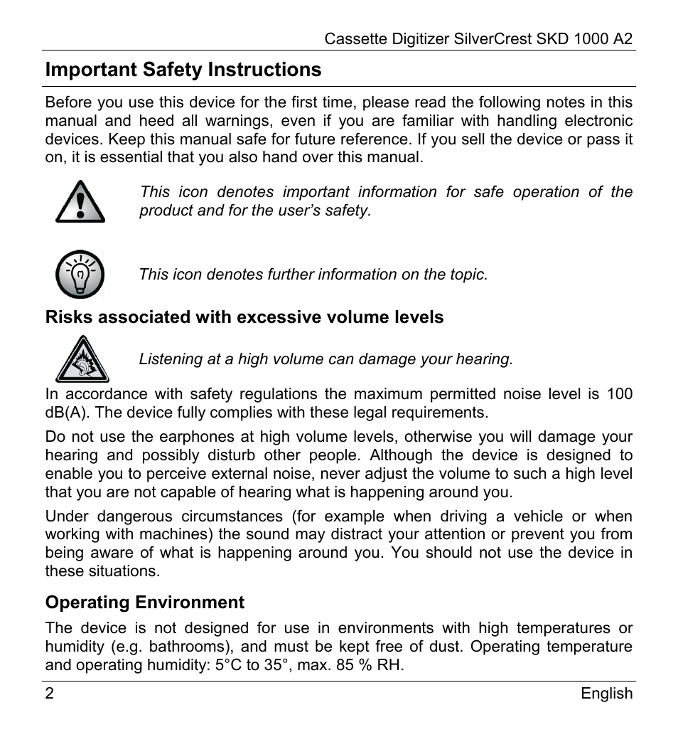 Important safety instructions | Silvercrest SKD 1000 A2 User Manual | Page 4 / 56