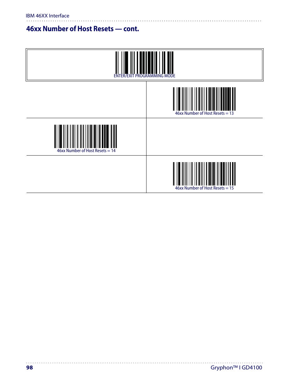 46xx number of host resets — cont | Datalogic Scanning I GD4100 User Manual | Page 100 / 324