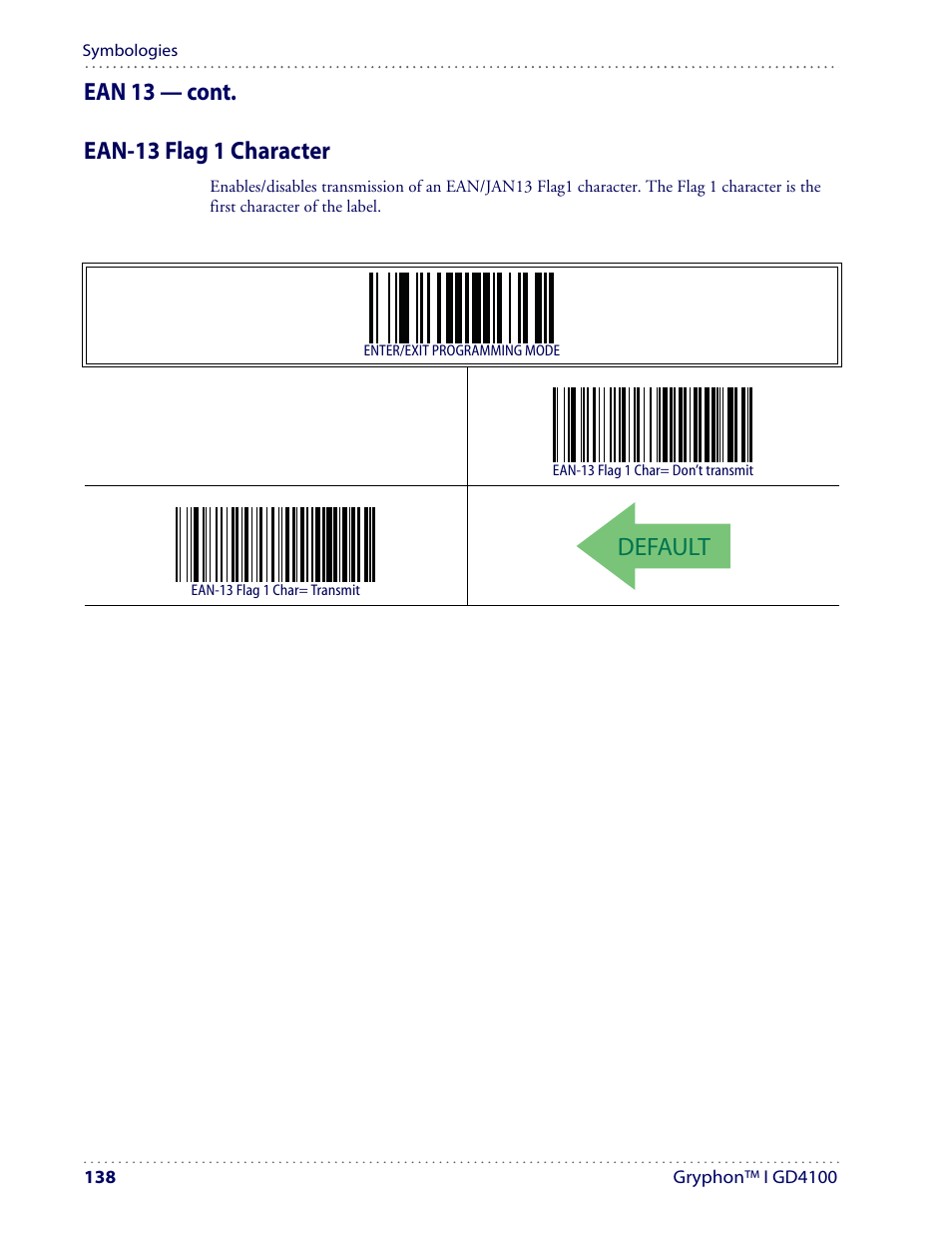 Default | Datalogic Scanning I GD4100 User Manual | Page 140 / 324