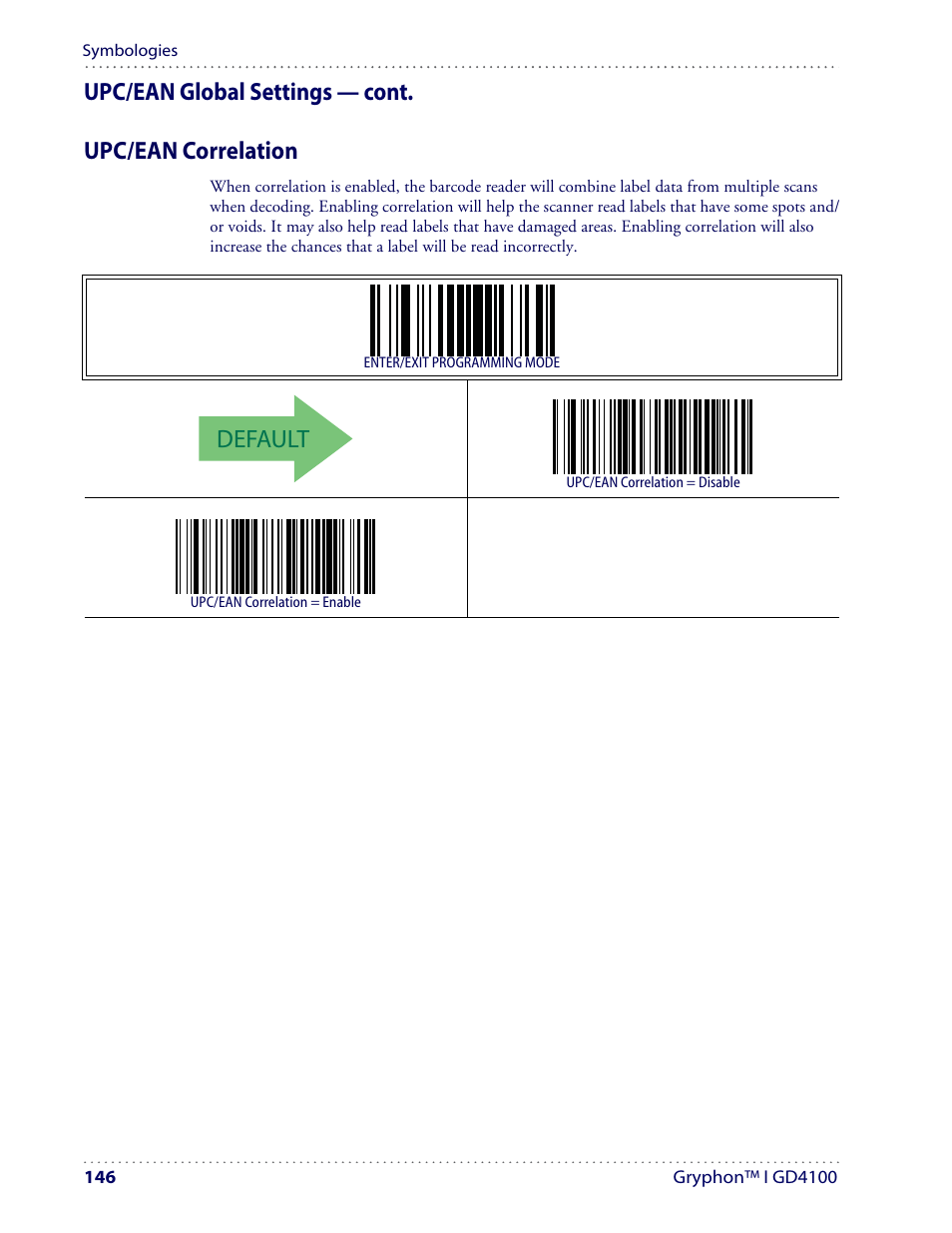 Default | Datalogic Scanning I GD4100 User Manual | Page 148 / 324