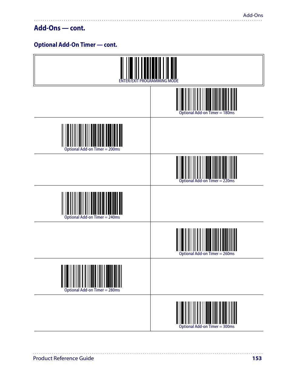 Add-ons — cont, Optional add-on timer — cont | Datalogic Scanning I GD4100 User Manual | Page 155 / 324