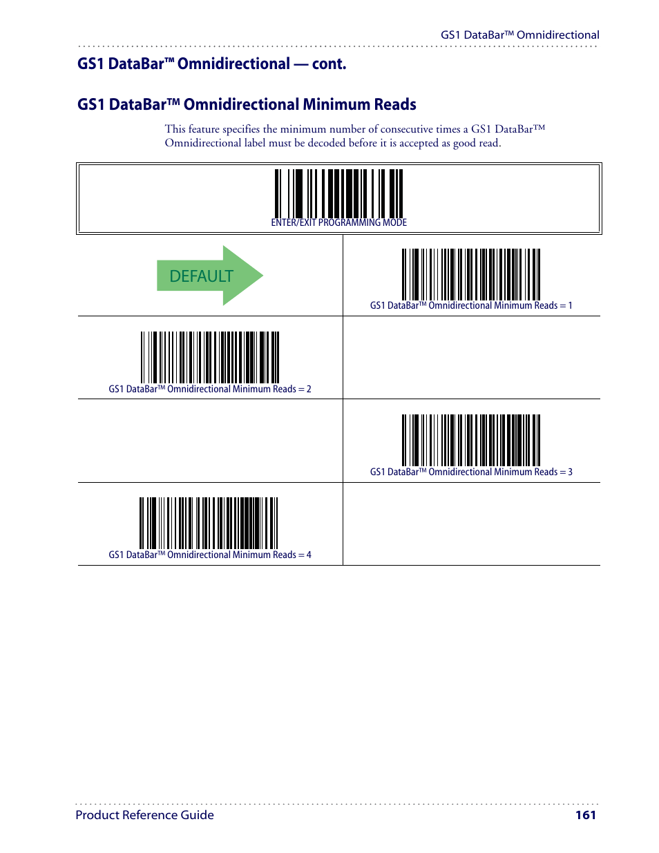 Default | Datalogic Scanning I GD4100 User Manual | Page 163 / 324