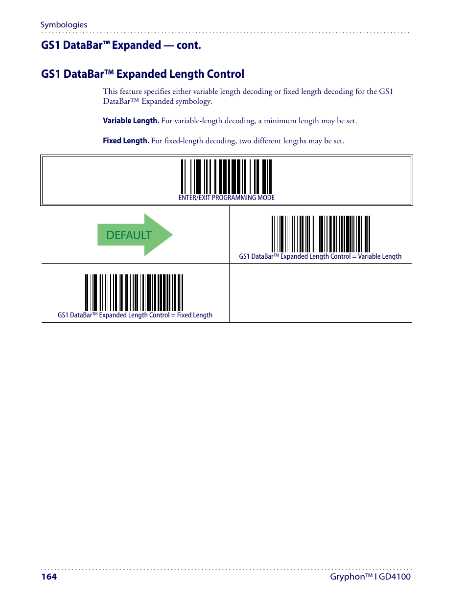 Default | Datalogic Scanning I GD4100 User Manual | Page 166 / 324