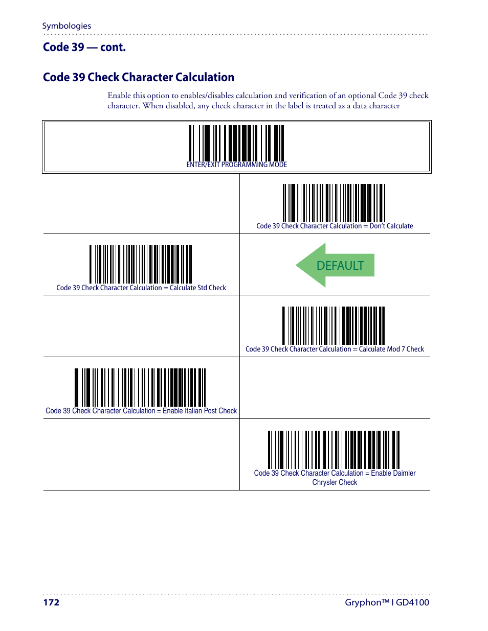 Default | Datalogic Scanning I GD4100 User Manual | Page 174 / 324