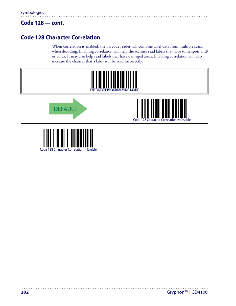 Default | Datalogic Scanning I GD4100 User Manual | Page 204 / 324