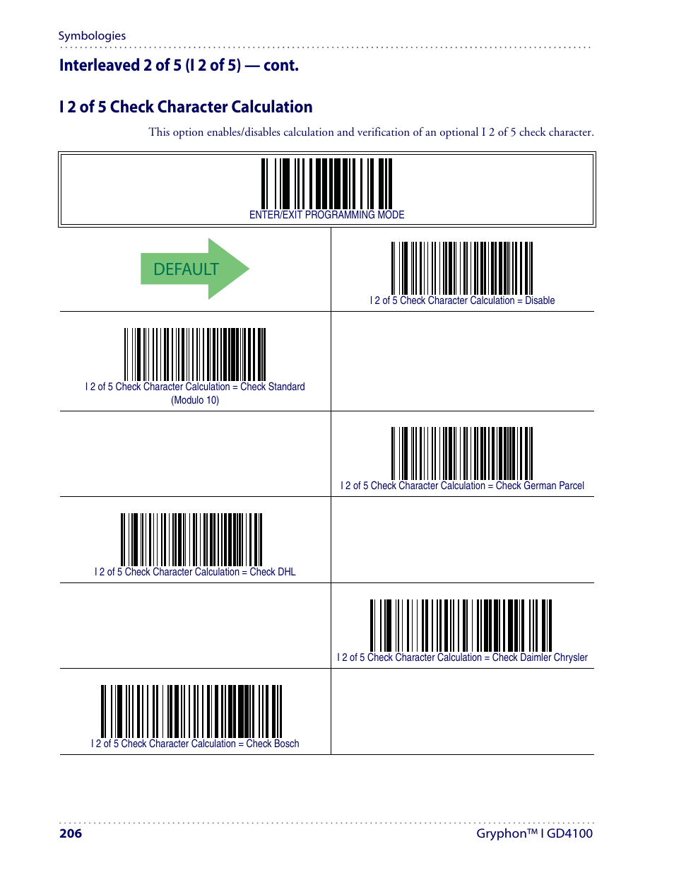 Default | Datalogic Scanning I GD4100 User Manual | Page 208 / 324