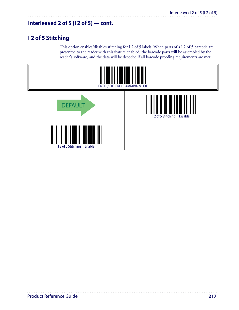 Default | Datalogic Scanning I GD4100 User Manual | Page 219 / 324