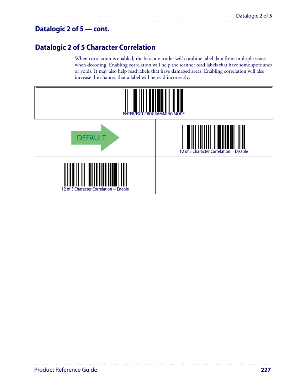 Default | Datalogic Scanning I GD4100 User Manual | Page 229 / 324