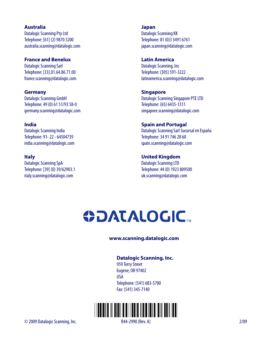 Datalogic Scanning I GD4100 User Manual | Page 324 / 324