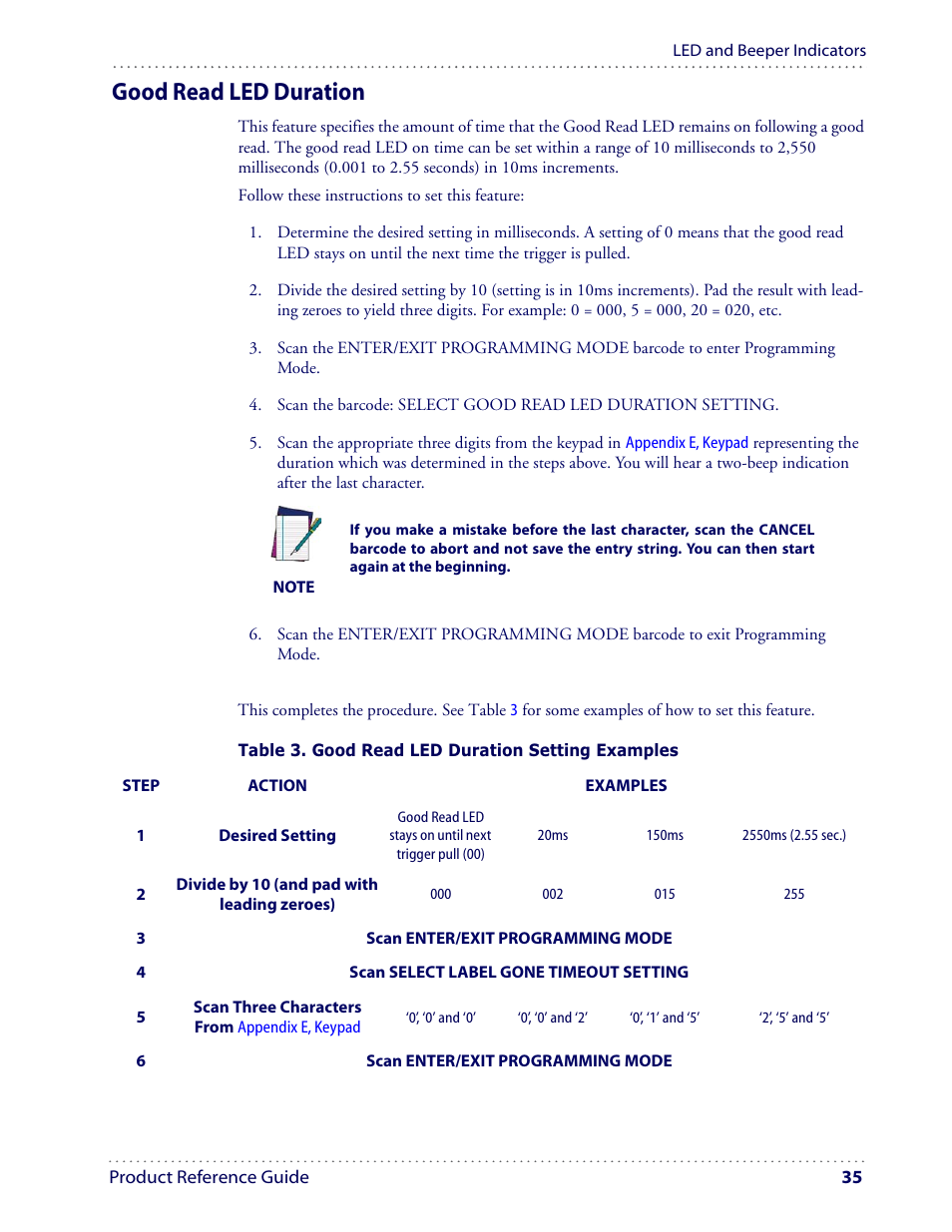 Good read led duration | Datalogic Scanning I GD4100 User Manual | Page 37 / 324