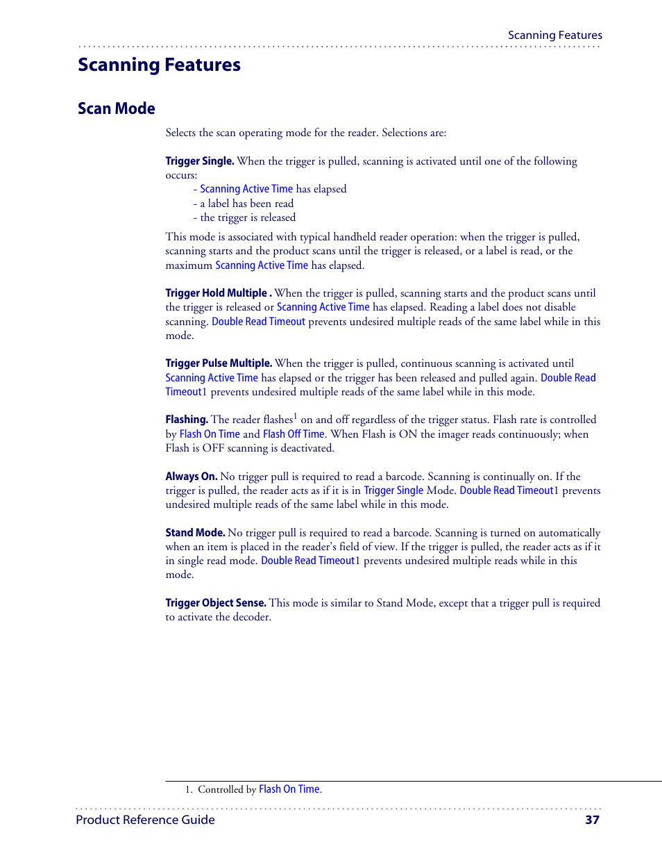 Scanning features, Scan mode | Datalogic Scanning I GD4100 User Manual | Page 39 / 324