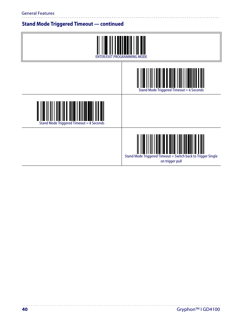 Stand mode triggered timeout — continued | Datalogic Scanning I GD4100 User Manual | Page 42 / 324