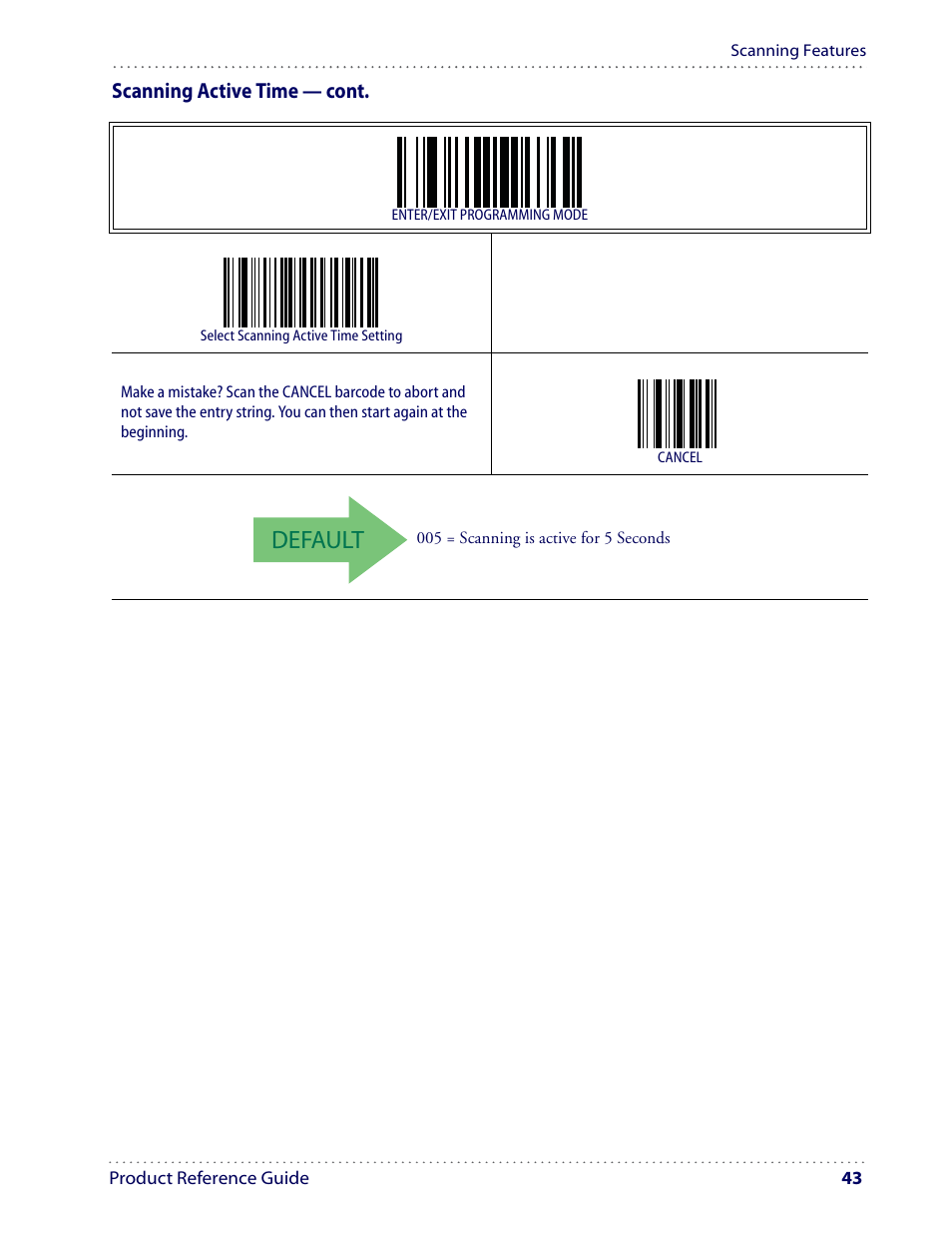 Default | Datalogic Scanning I GD4100 User Manual | Page 45 / 324