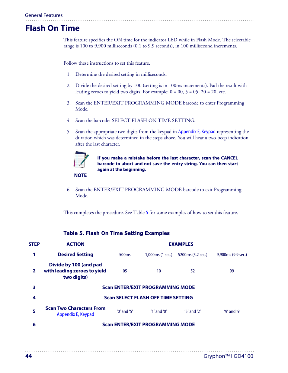 Flash on time | Datalogic Scanning I GD4100 User Manual | Page 46 / 324
