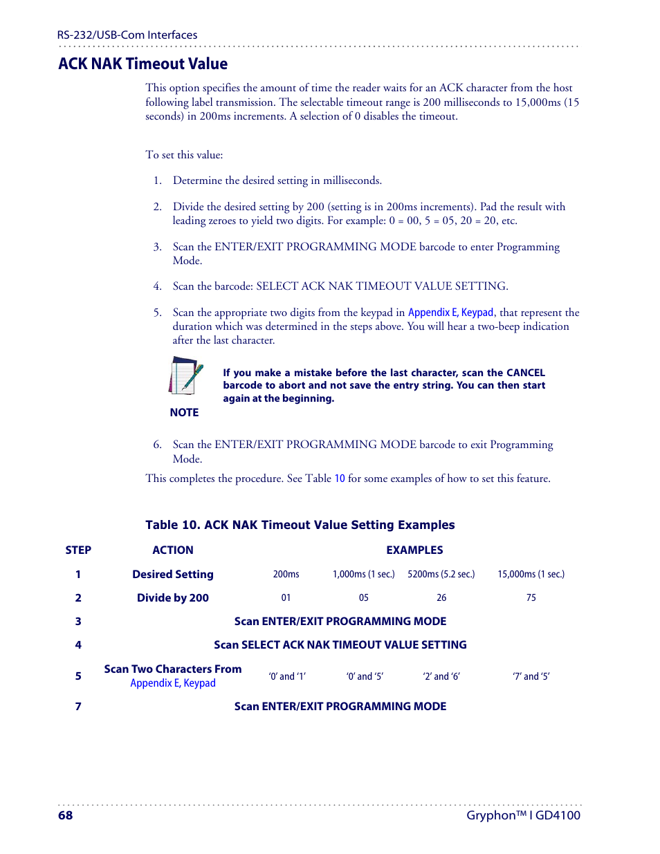 Ack nak timeout value | Datalogic Scanning I GD4100 User Manual | Page 70 / 324