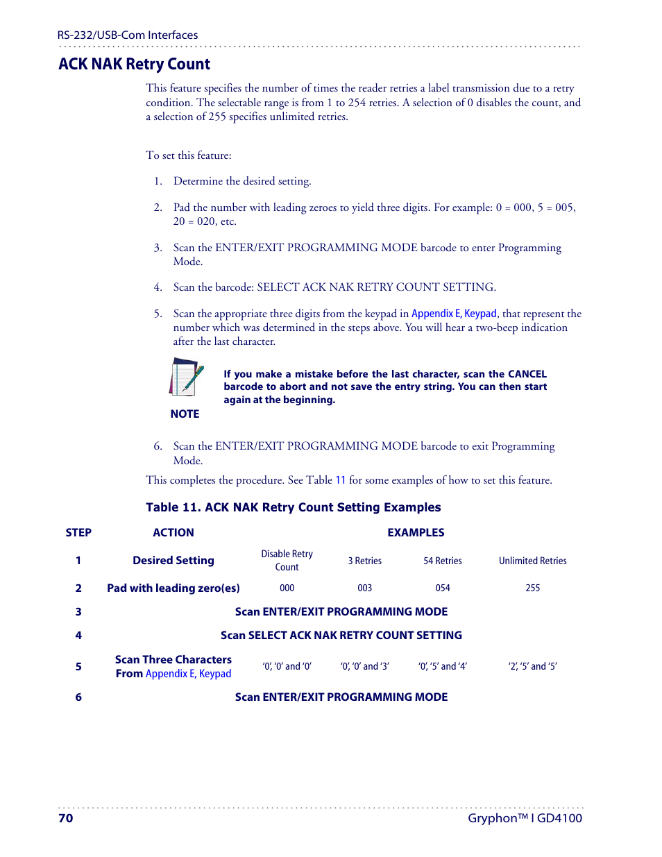 Ack nak retry count | Datalogic Scanning I GD4100 User Manual | Page 72 / 324