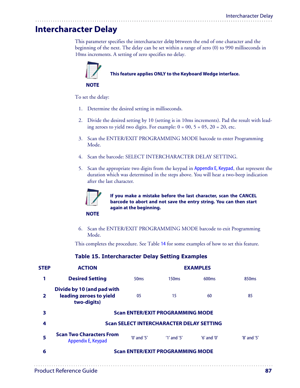 Intercharacter delay | Datalogic Scanning I GD4100 User Manual | Page 89 / 324