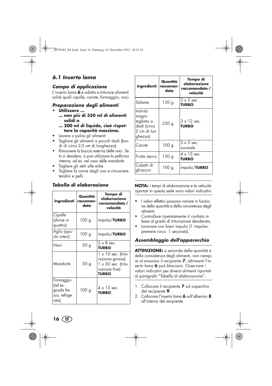 1 inserto lama | Silvercrest SMZS 260 D3 User Manual | Page 18 / 54