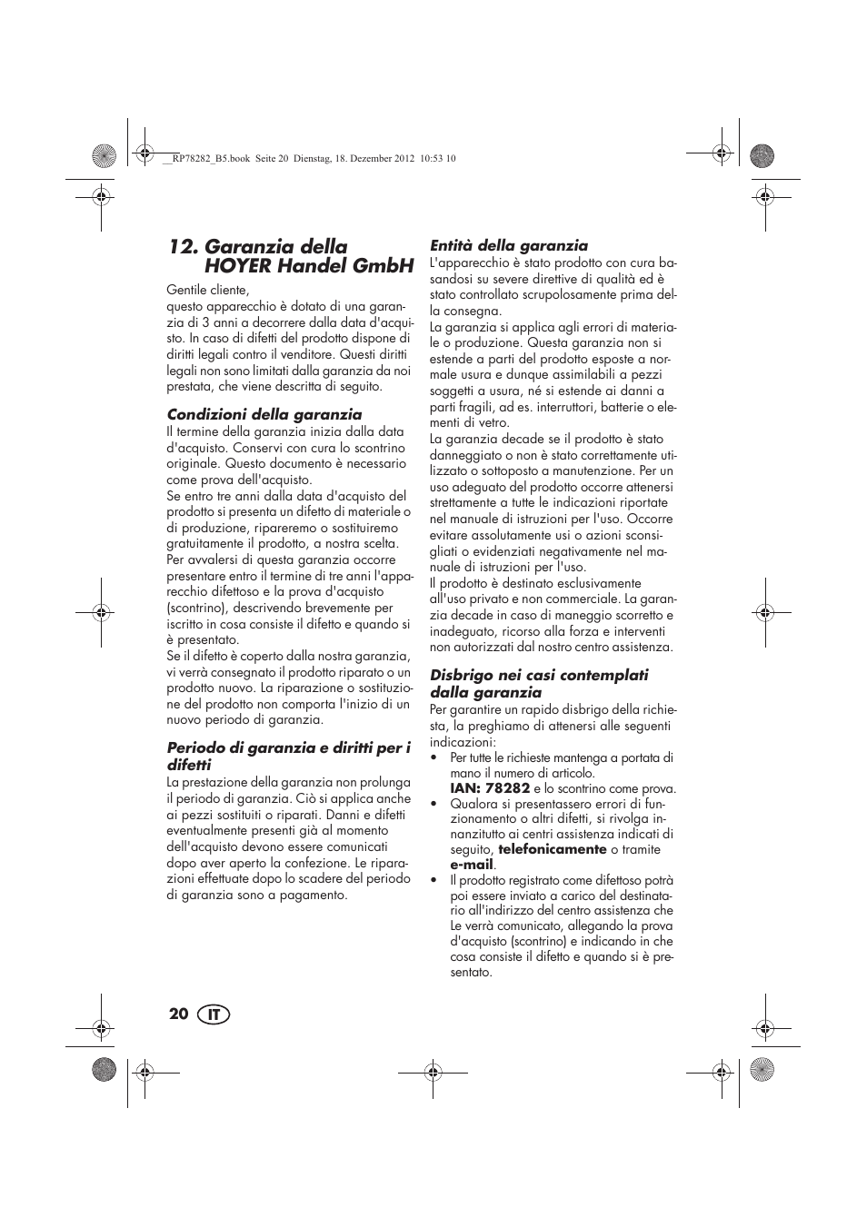 Garanzia della hoyer handel gmbh | Silvercrest SMZS 260 D3 User Manual | Page 22 / 54