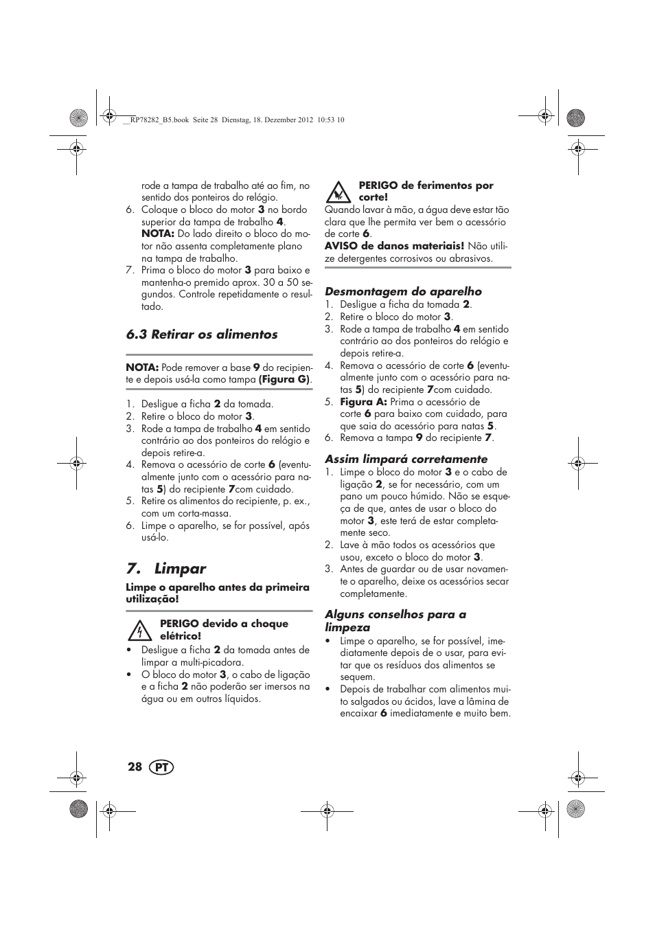 Limpar | Silvercrest SMZS 260 D3 User Manual | Page 30 / 54