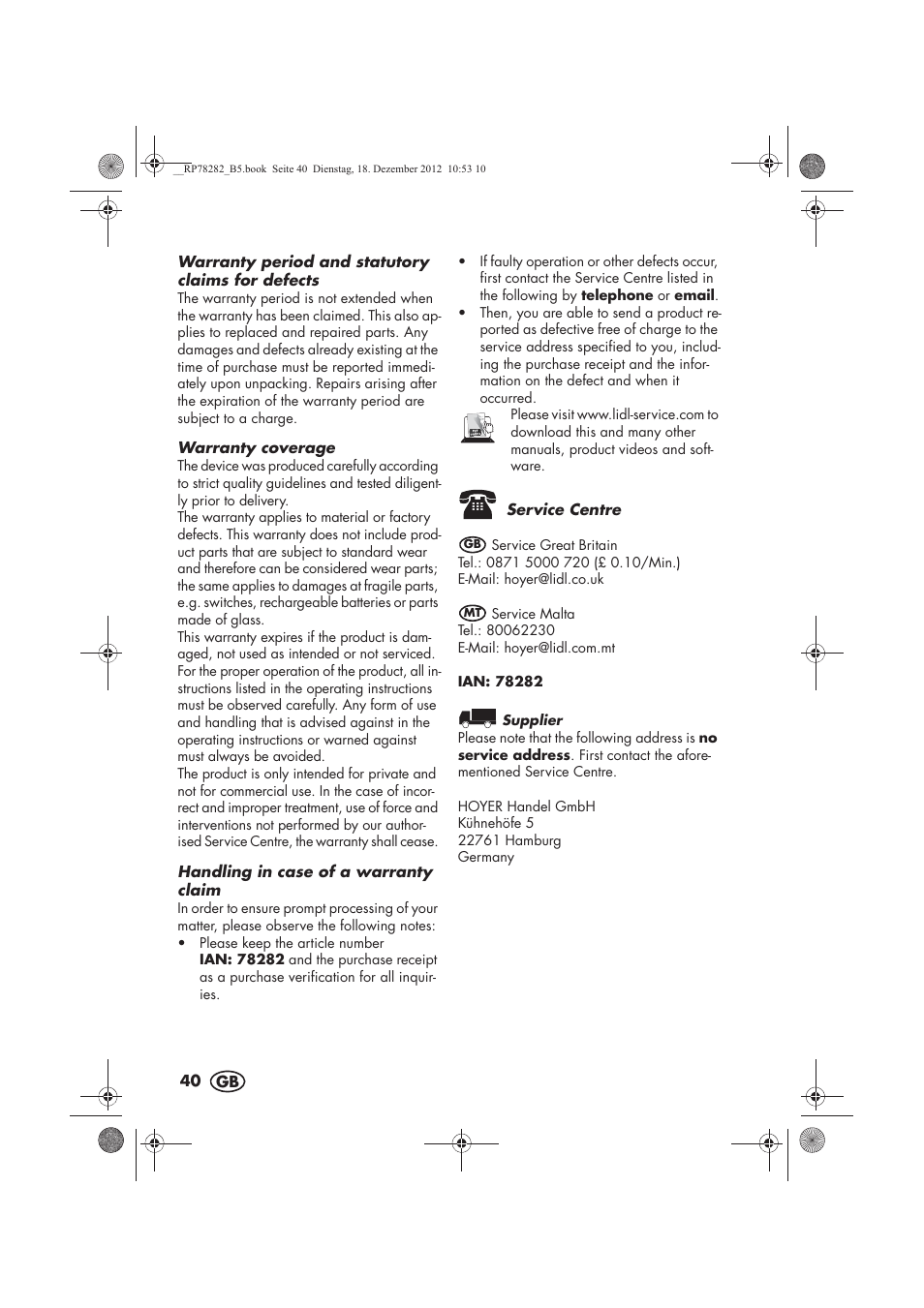 Silvercrest SMZS 260 D3 User Manual | Page 42 / 54