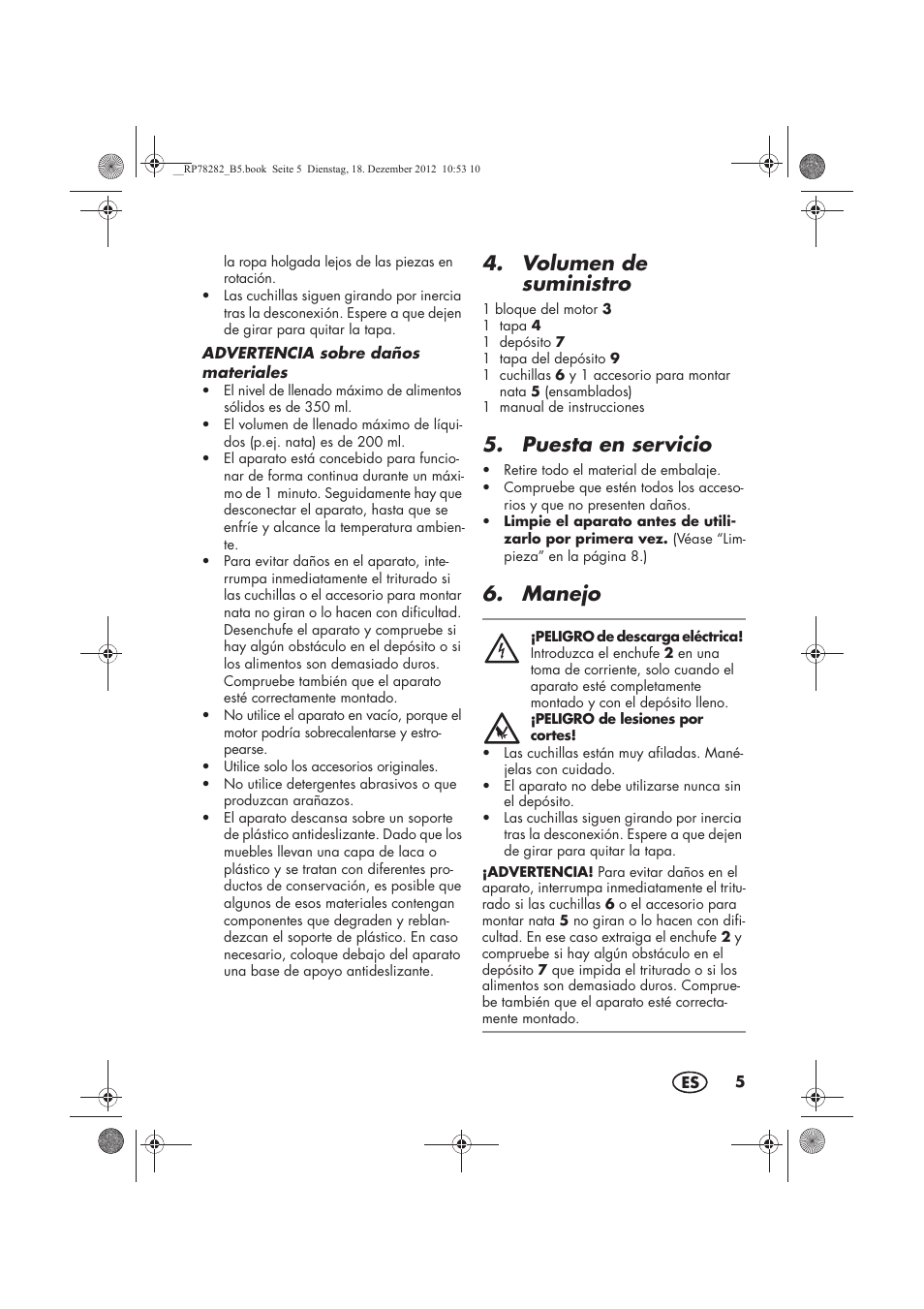 Volumen de suministro, Puesta en servicio, Manejo | Silvercrest SMZS 260 D3 User Manual | Page 7 / 54