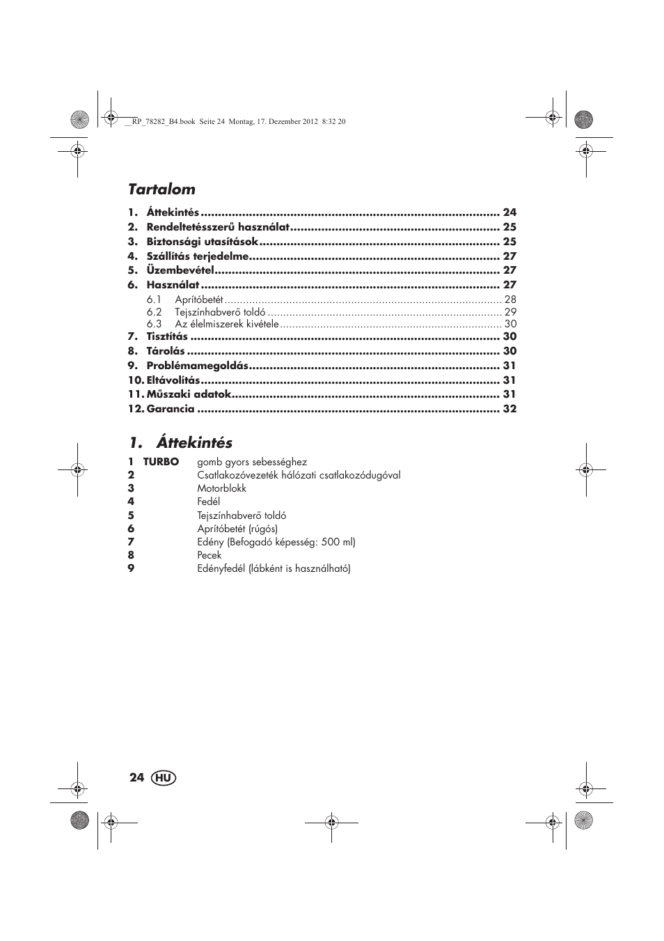Tartalom, Áttekintés | Silvercrest SMZS 260 D3 User Manual | Page 26 / 78