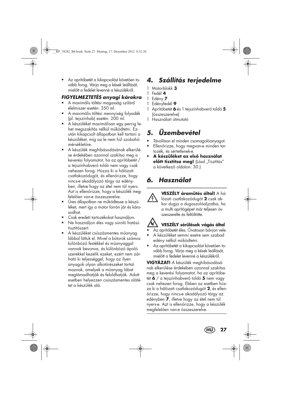 Szállítás terjedelme, Üzembevétel, Használat | Silvercrest SMZS 260 D3 User Manual | Page 29 / 78