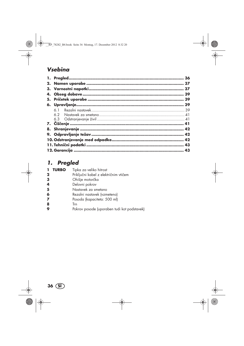 Vsebina, Pregled | Silvercrest SMZS 260 D3 User Manual | Page 38 / 78