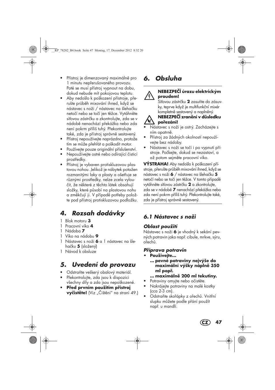Rozsah dodávky, Uvedení do provozu, Obsluha | Silvercrest SMZS 260 D3 User Manual | Page 49 / 78