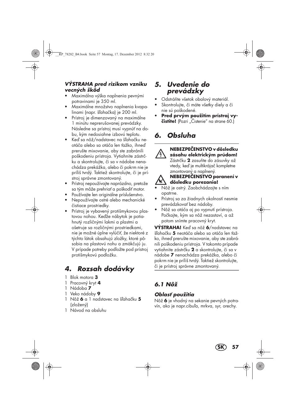 Rozsah dodávky, Uvedenie do prevádzky, Obsluha | Silvercrest SMZS 260 D3 User Manual | Page 59 / 78