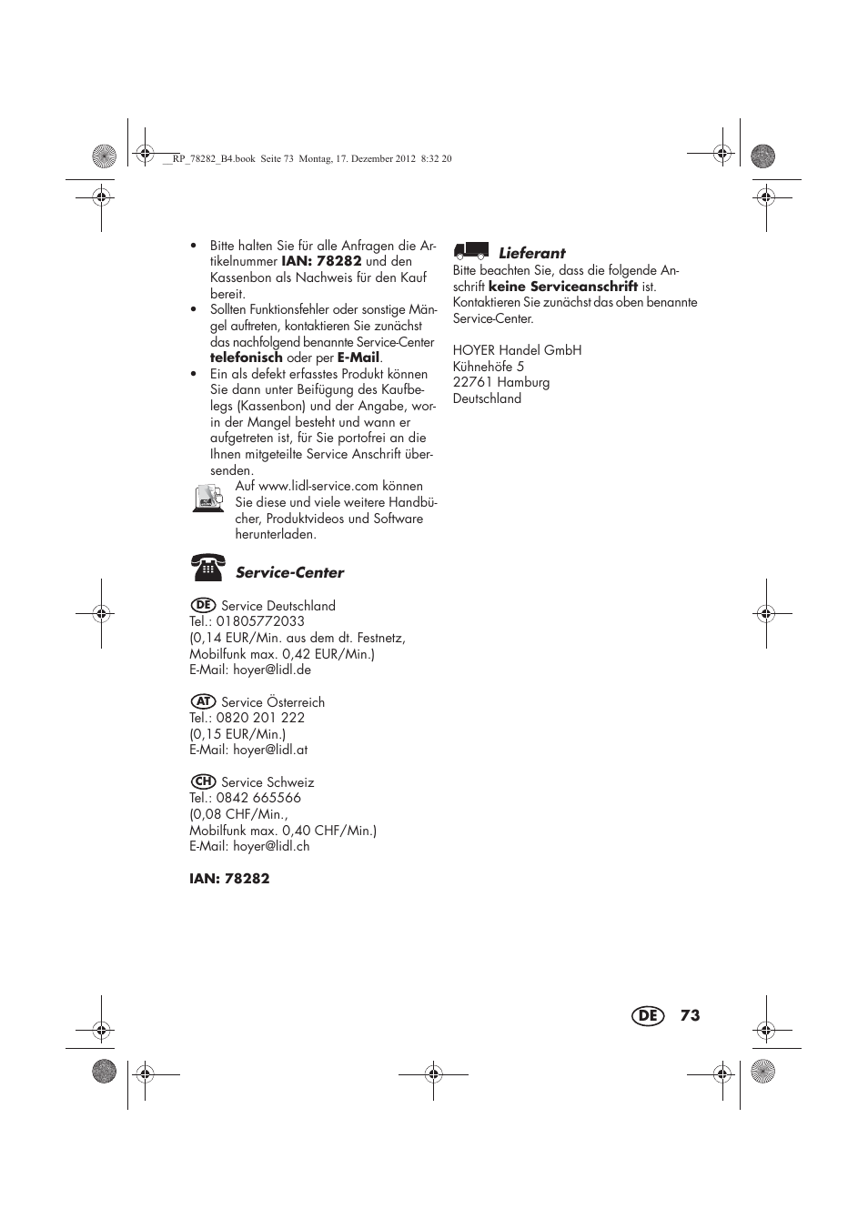 Silvercrest SMZS 260 D3 User Manual | Page 75 / 78