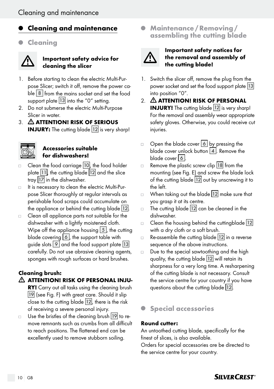 Cleaning and maintenance, Cleaning, Special accessories | Silvercrest SAS 150 A1 User Manual | Page 10 / 61